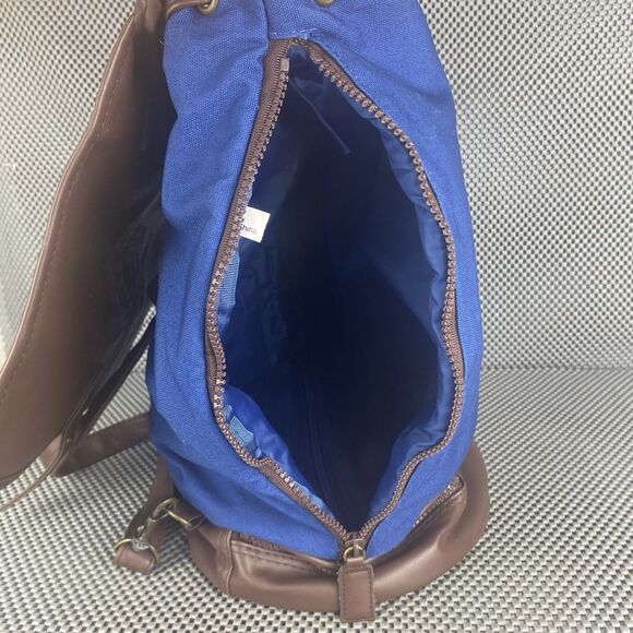 Disney Vacation Club Backpack Blue Brown Faux Leather Canvas Zipper Outdoor Bag main image 5